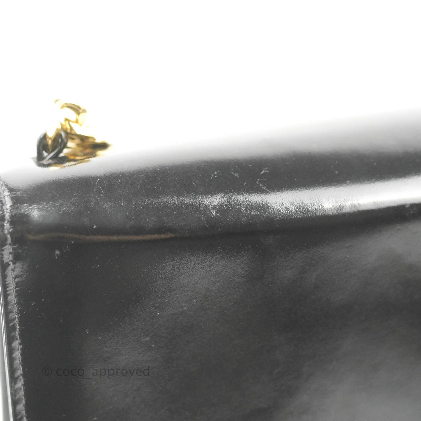 Chanel Vintage Chain Tote Bag Black Patent Gold Hardware