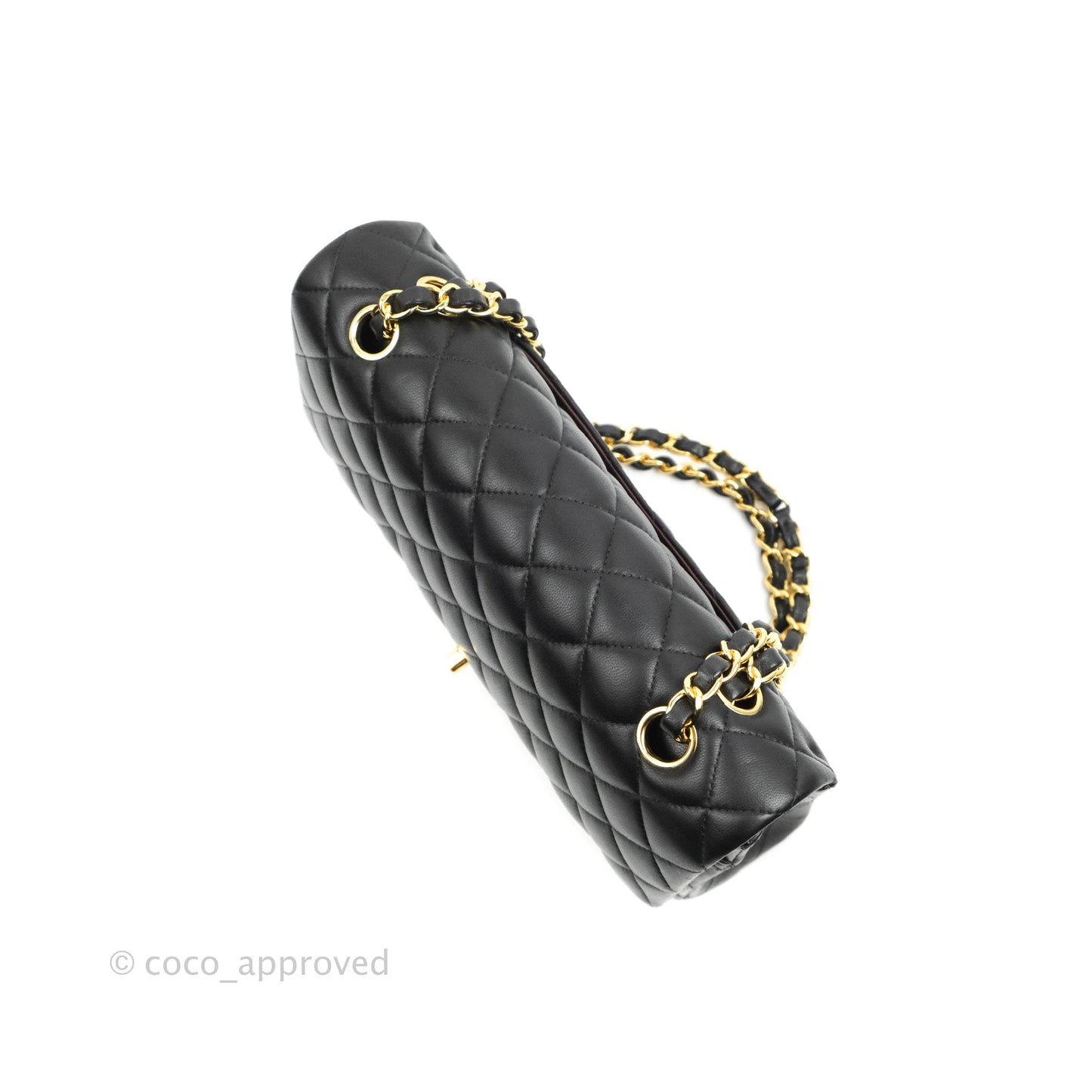 Chanel Classic M/L Medium Double Flap Black Lambskin Gold Hardware