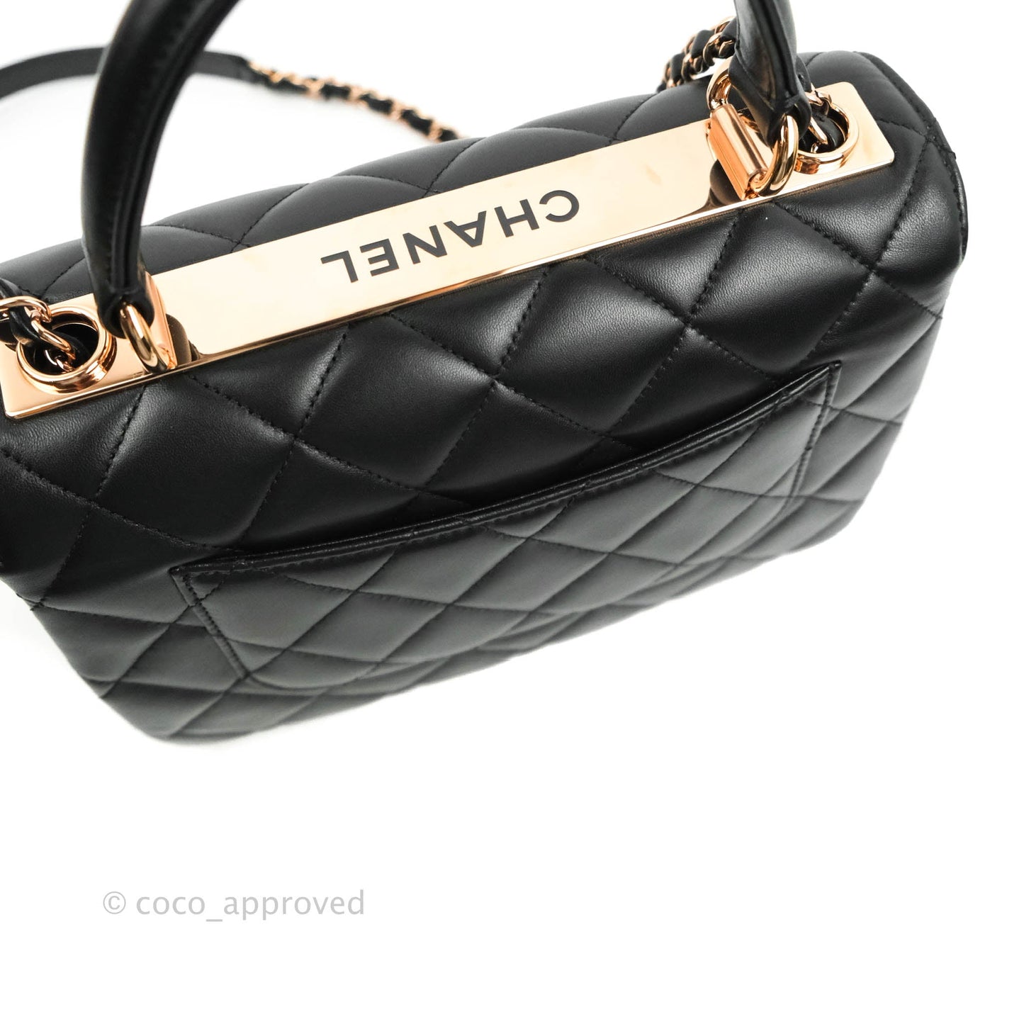 Chanel Small Trendy CC Black Lambskin Rose Gold Hardware 22C