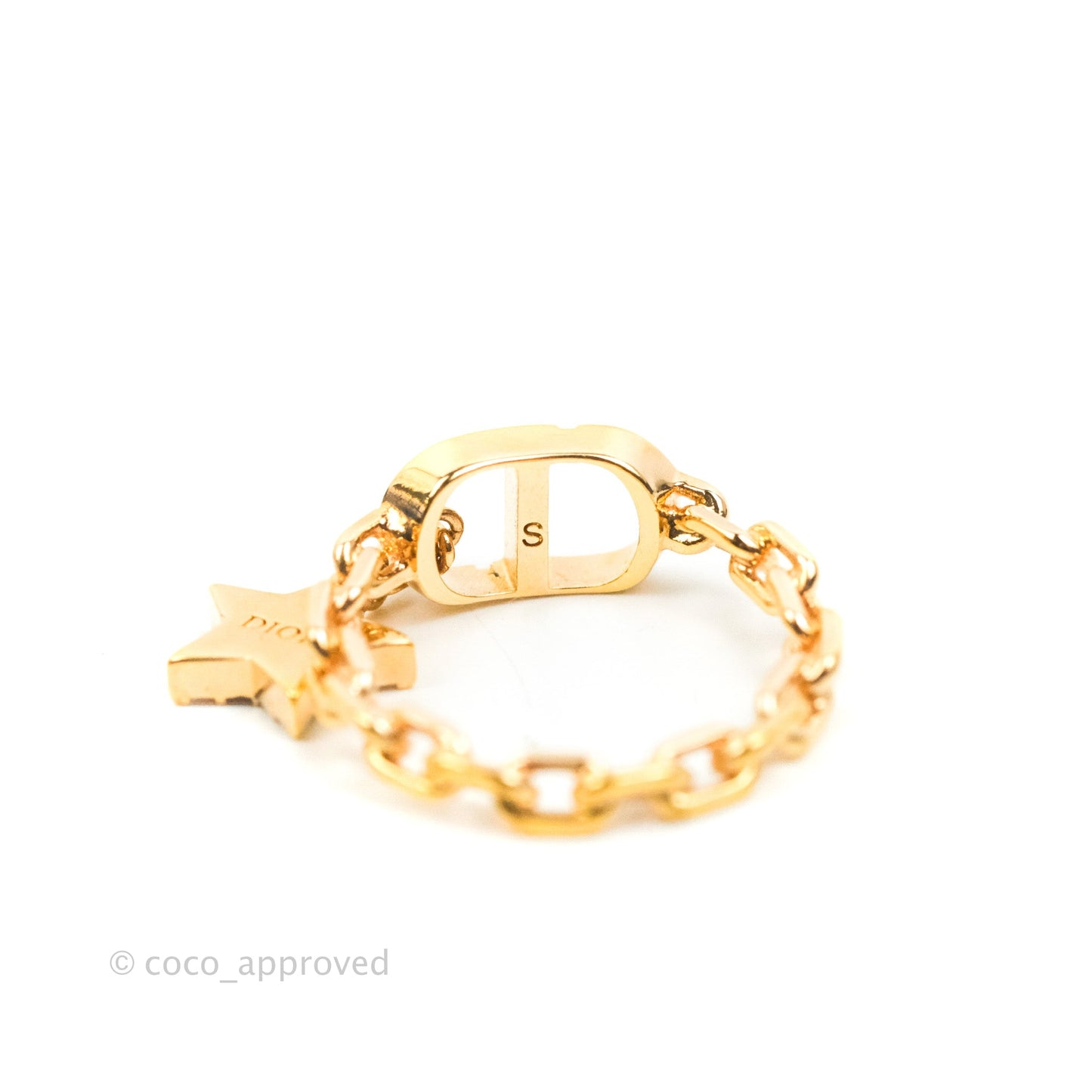 Christian Dior Crystal Petit CD Star Charm Rings Pink Gold