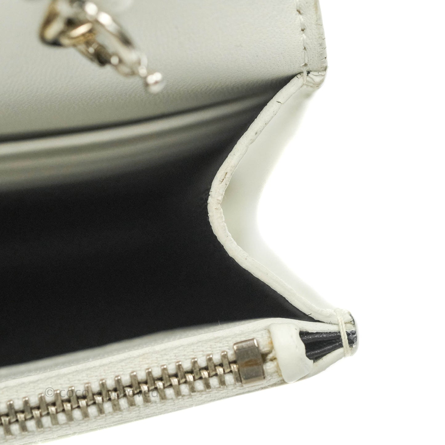 Saint Laurent Kate Tassel WOC White Silver Hardware