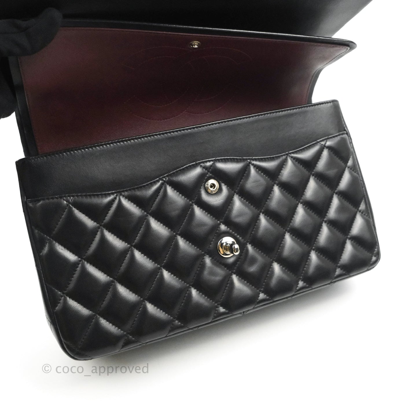 Chanel Quilted Jumbo Double Flap Black Lambskin Silver Hardware