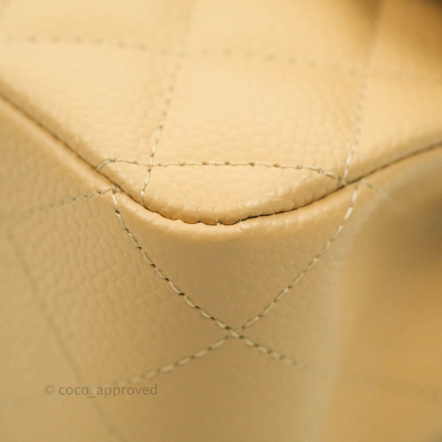 Chanel Classic M/L Medium Flap Quilted Beige Clair Caviar Gold Hardware
