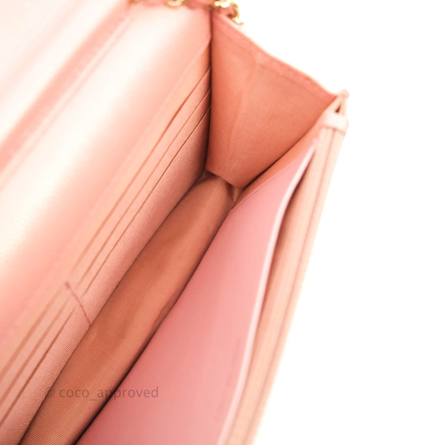 Chanel Quilted Wallet on Chain WOC Iridescent Pink Caviar Gold Hardware 19S