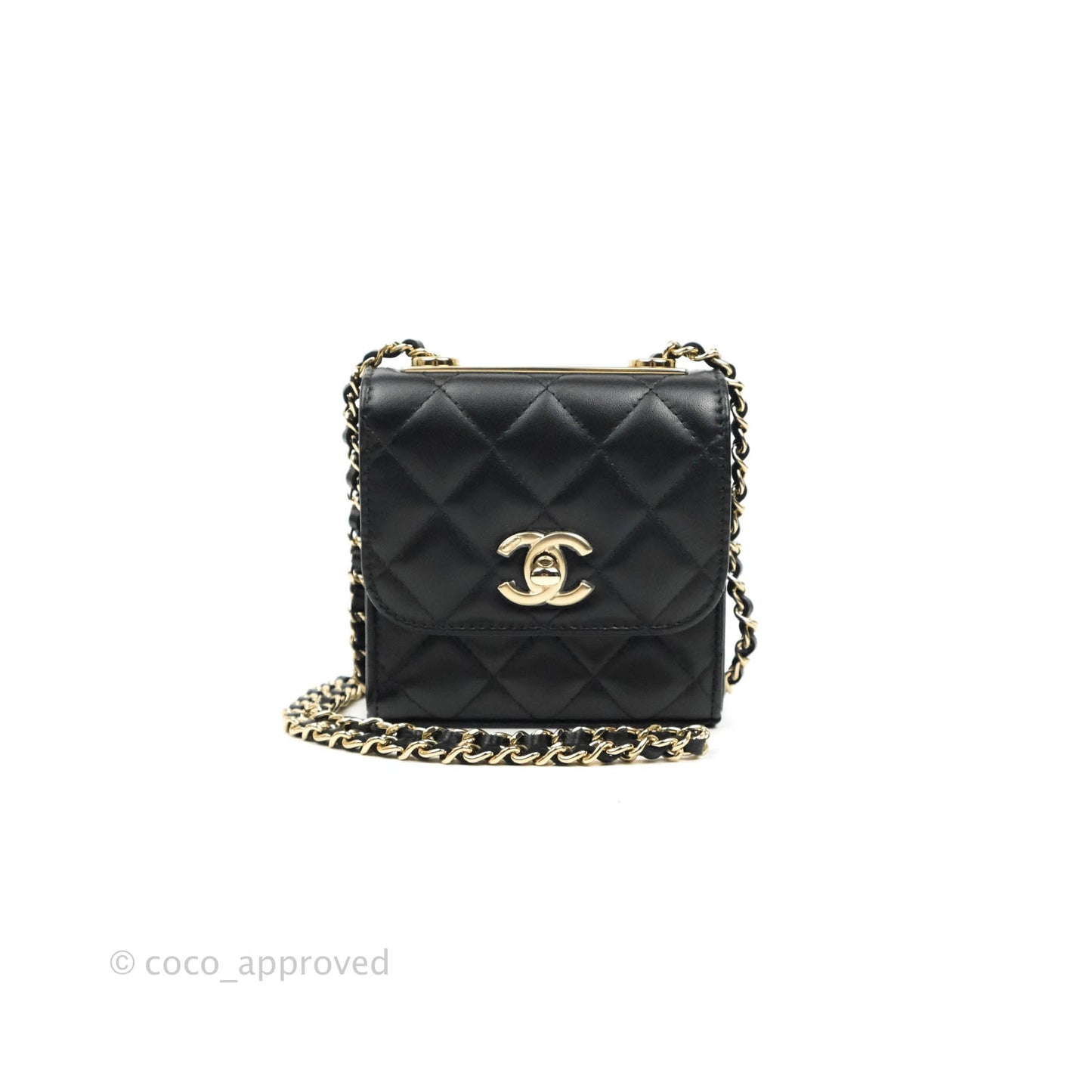 Chanel Mini Quilted Trendy CC Clutch With Chain Black Lambskin Gold Hardware