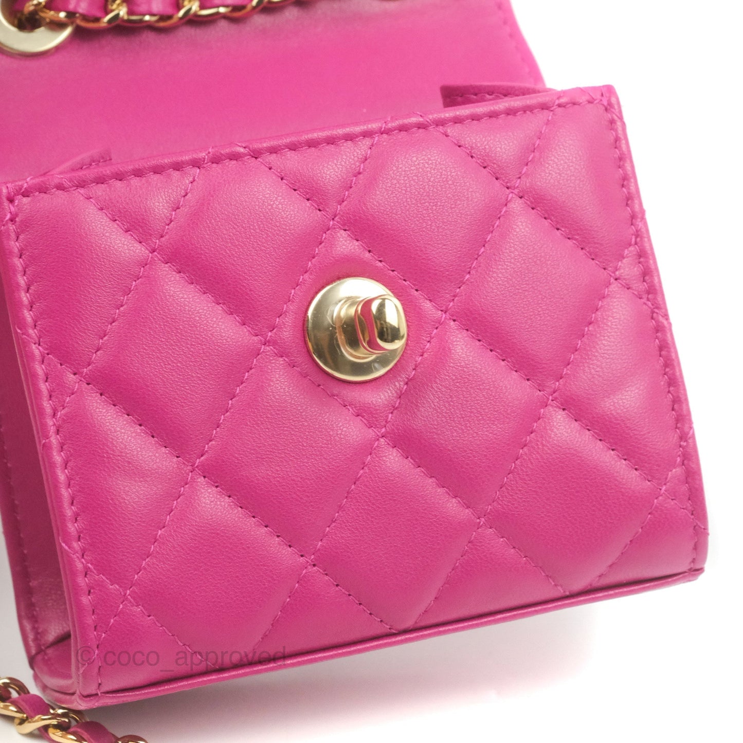 Chanel Mini Quilted Trendy CC Clutch With Chain Plum Lambskin Gold Hardware
