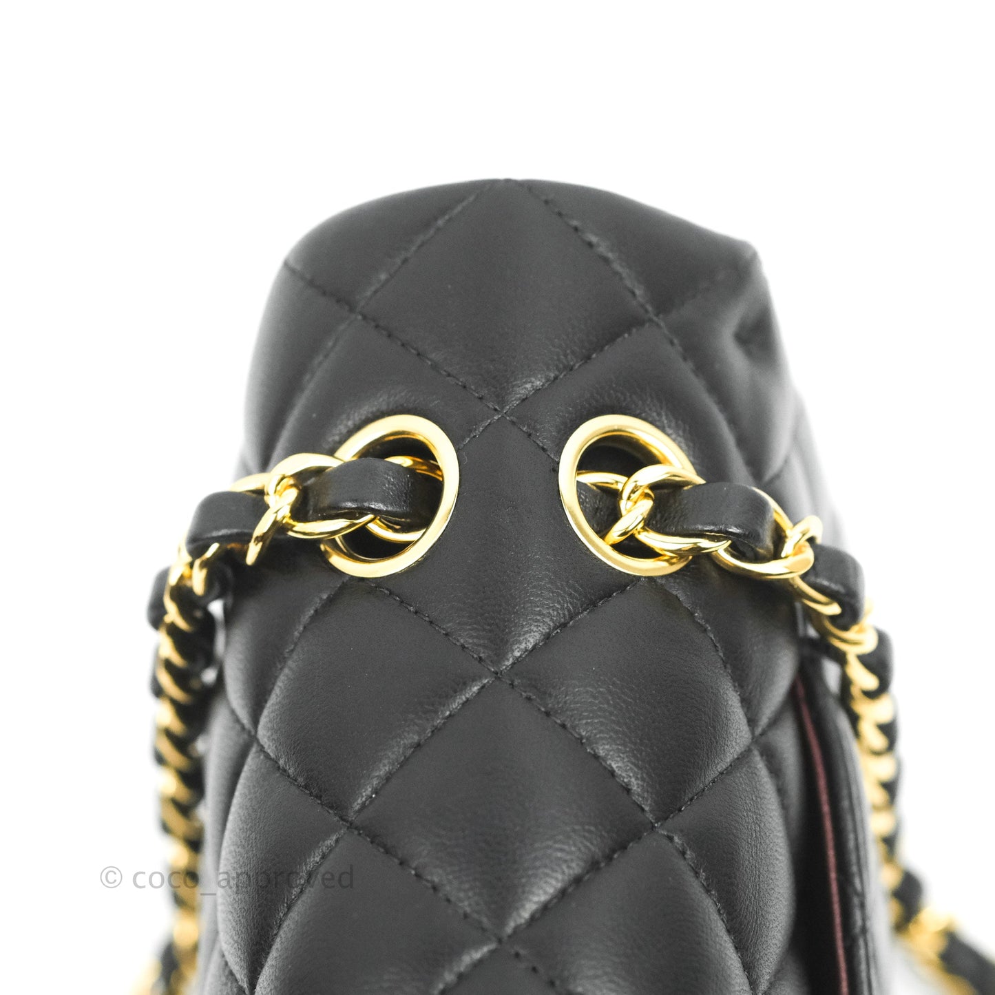 Chanel Classic M/L Medium Double Flap Black Lambskin Gold Hardware