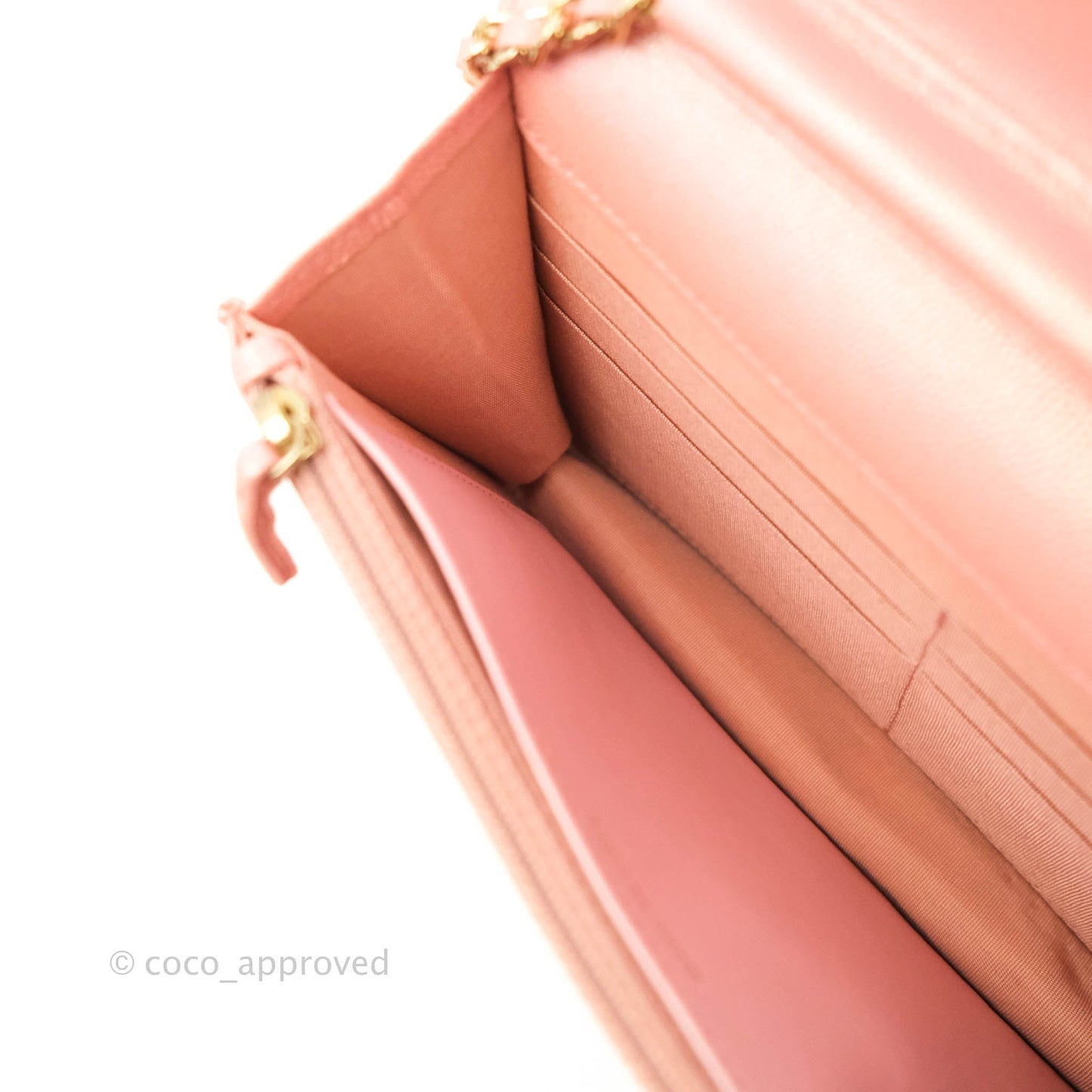 Chanel Quilted Wallet on Chain WOC Iridescent Pink Caviar Gold Hardware 19S