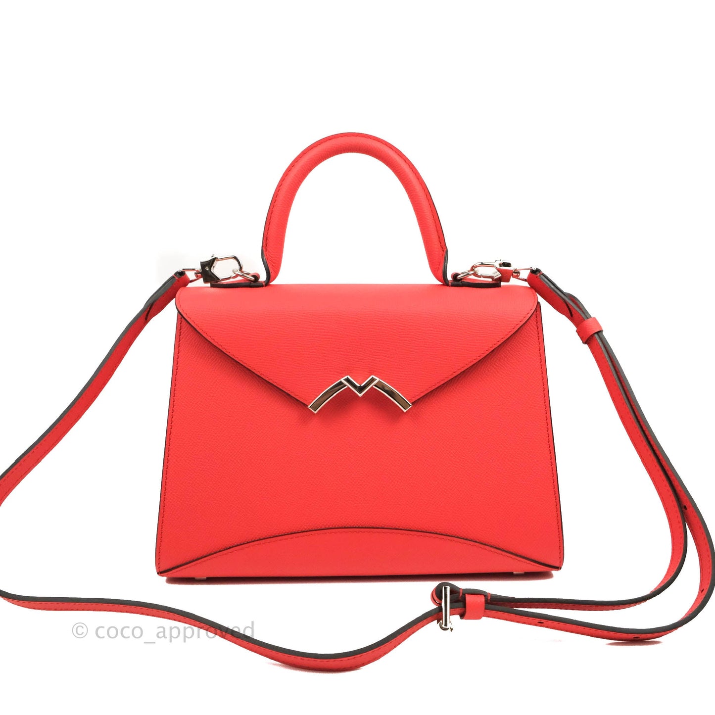 Moynat Gabrielle PM Bag Red Calfskin Silver Hardware