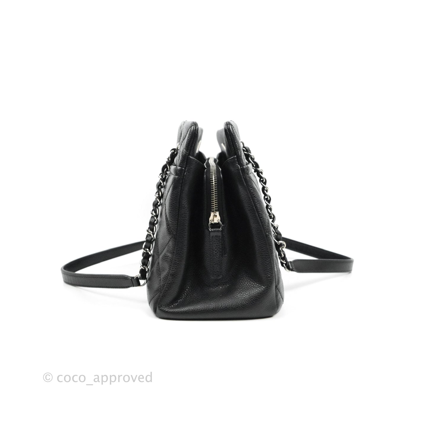 Chanel Quilted Caviar Leather Timeless CC Soft Shopping Tote Bag Black