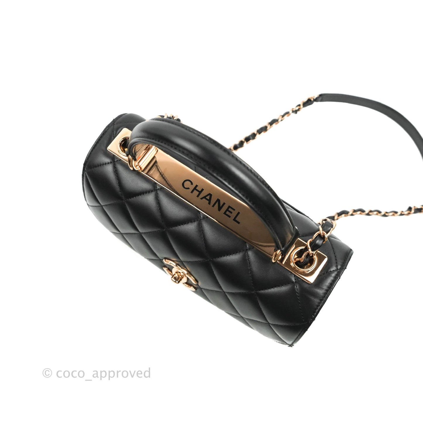 Chanel Small Trendy CC Black Lambskin Rose Gold Hardware 22C