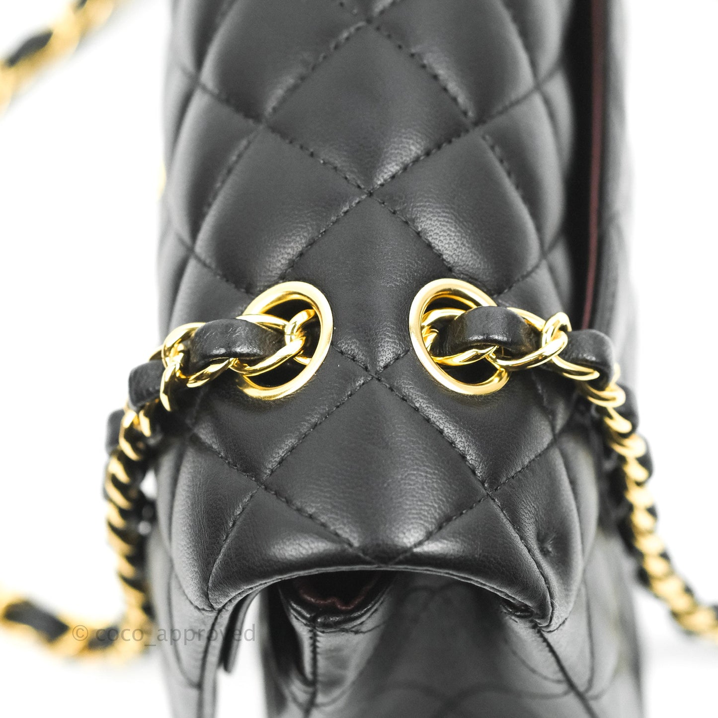 Chanel Classic M/L Medium Double Flap Black Lambskin Gold Hardware