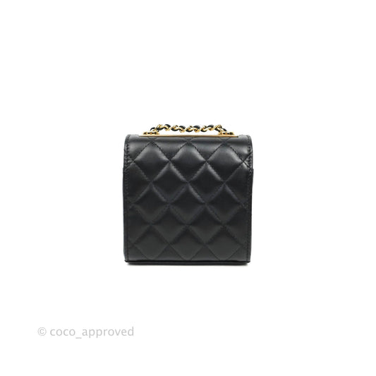 Chanel Mini Quilted Trendy CC Clutch With Chain Black Lambskin Gold Hardware