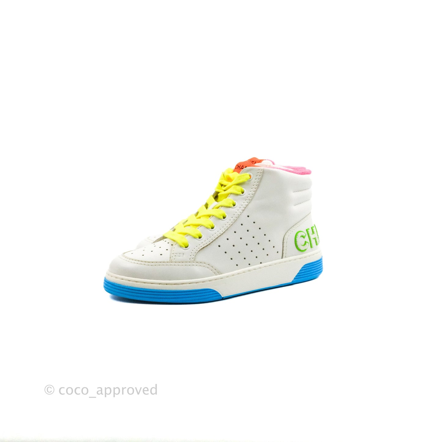 Chanel Calfskin Sneakers White Multicolor Size 38.5