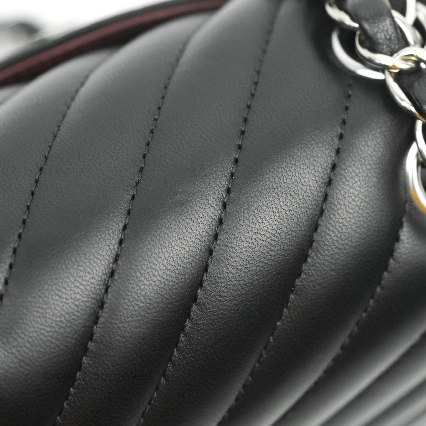 Chanel Classic M/L Medium Chevron Double Flap Black Lambskin Silver Hardware