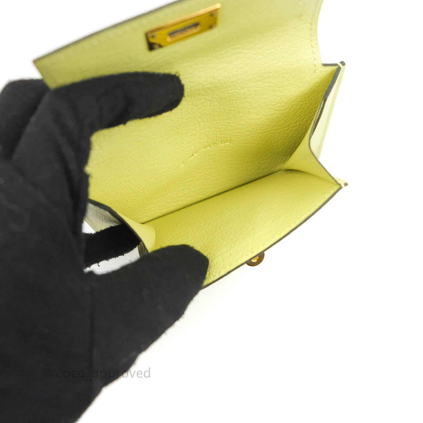 Hermès Kelly Pocket Compact Wallet Chevre Mysore Jaune Bourgeon Gold Hardware