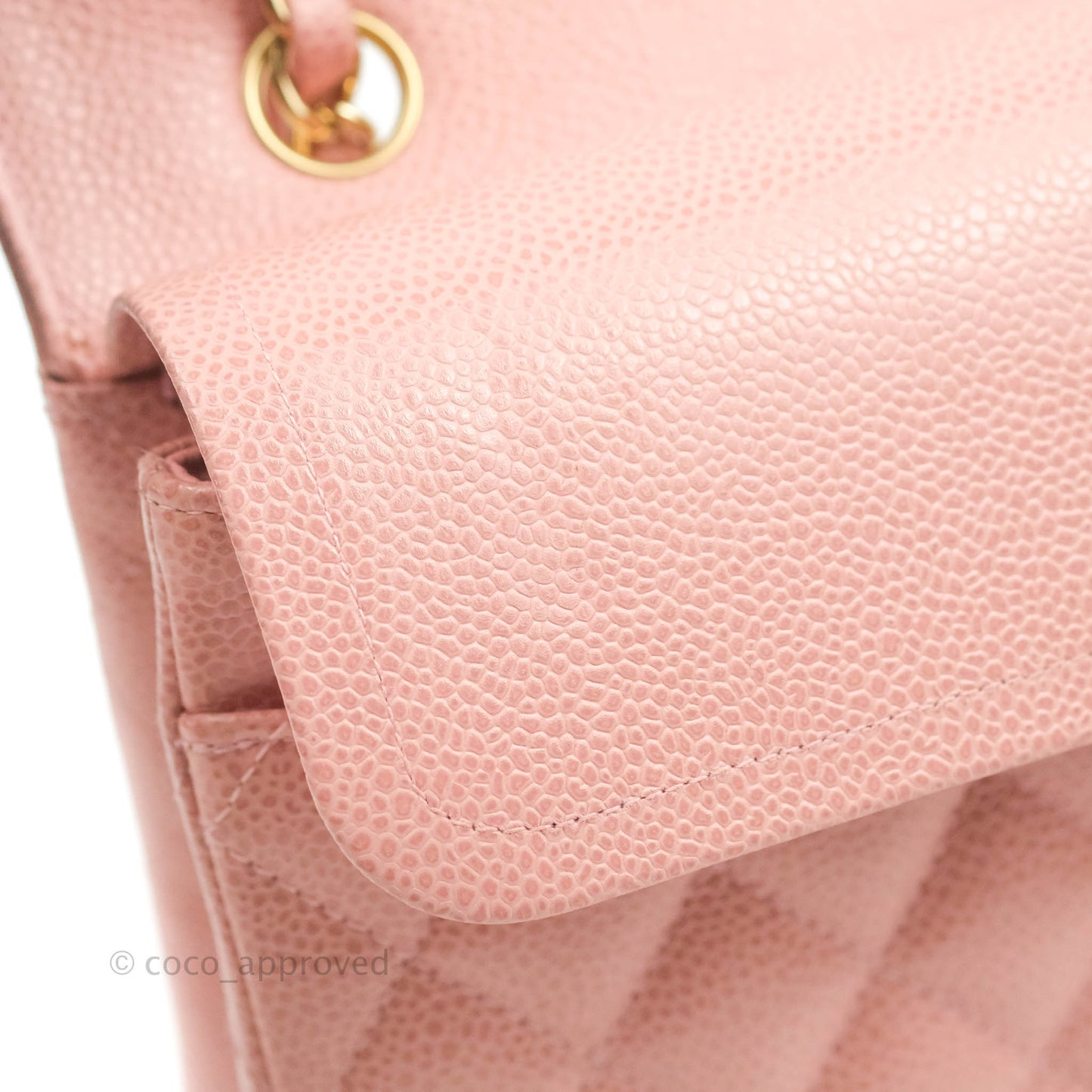 Chanel Vintage Classic M/L Medium Flap Quilted Pink Caviar 24K Gold Hardware