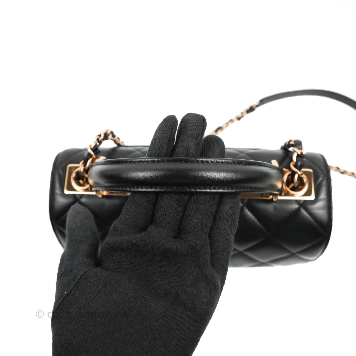 Chanel Small Trendy CC Black Lambskin Rose Gold Hardware 22C