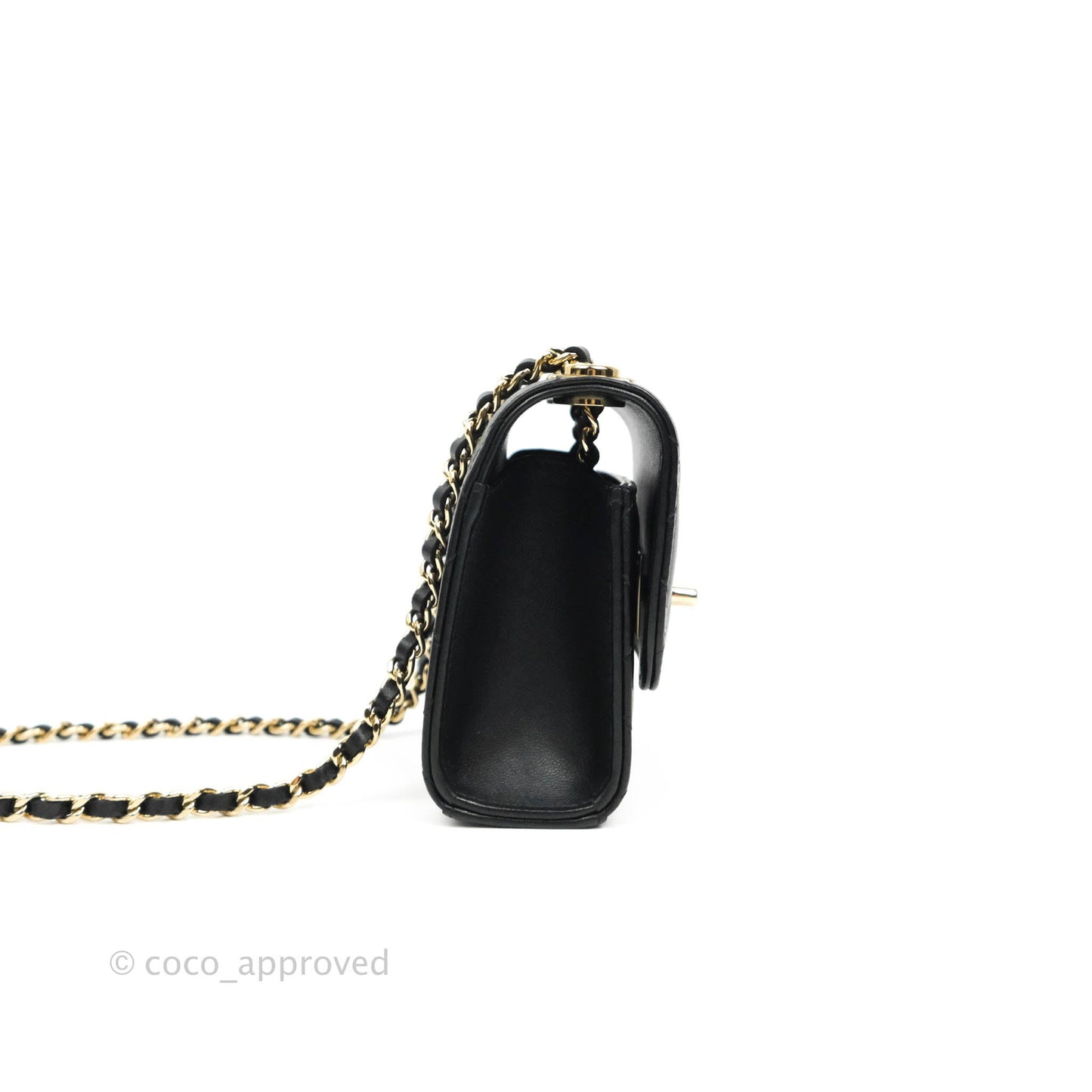 Chanel Mini Quilted Trendy CC Clutch With Chain Black Lambskin Gold Hardware