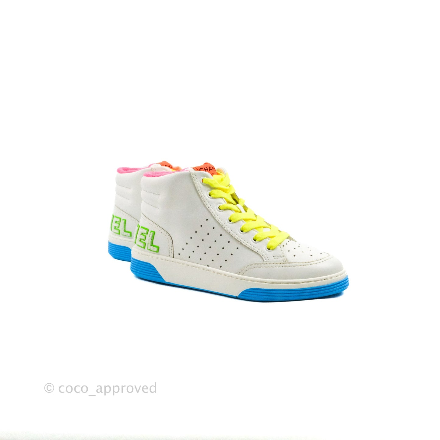 Chanel Calfskin Sneakers White Multicolor Size 38.5