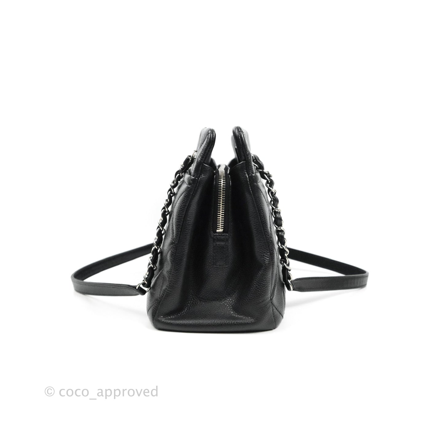 Chanel Quilted Caviar Leather Timeless CC Soft Shopping Tote Bag Black