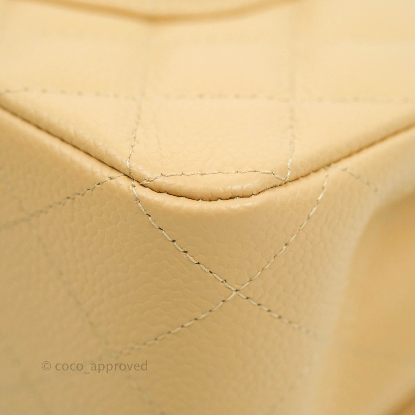 Chanel Classic M/L Medium Flap Quilted Beige Clair Caviar Gold Hardware