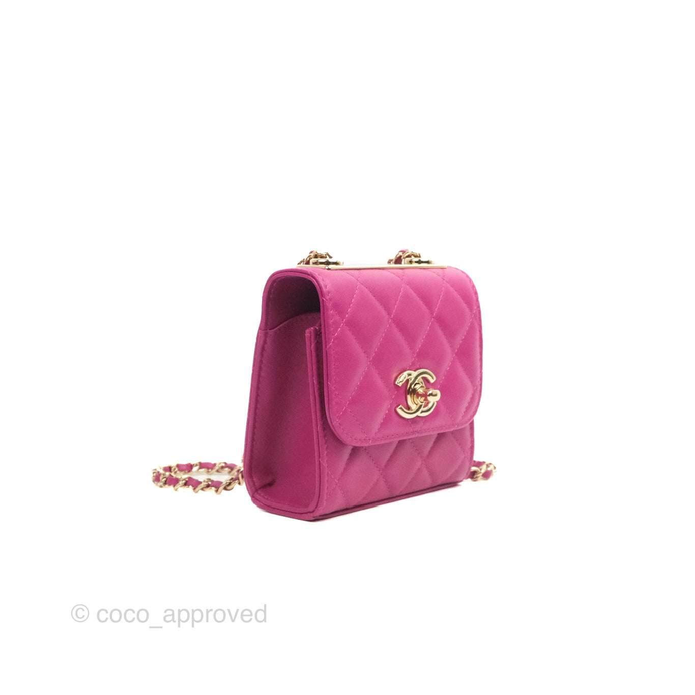 Chanel Mini Quilted Trendy CC Clutch With Chain Plum Lambskin Gold Hardware