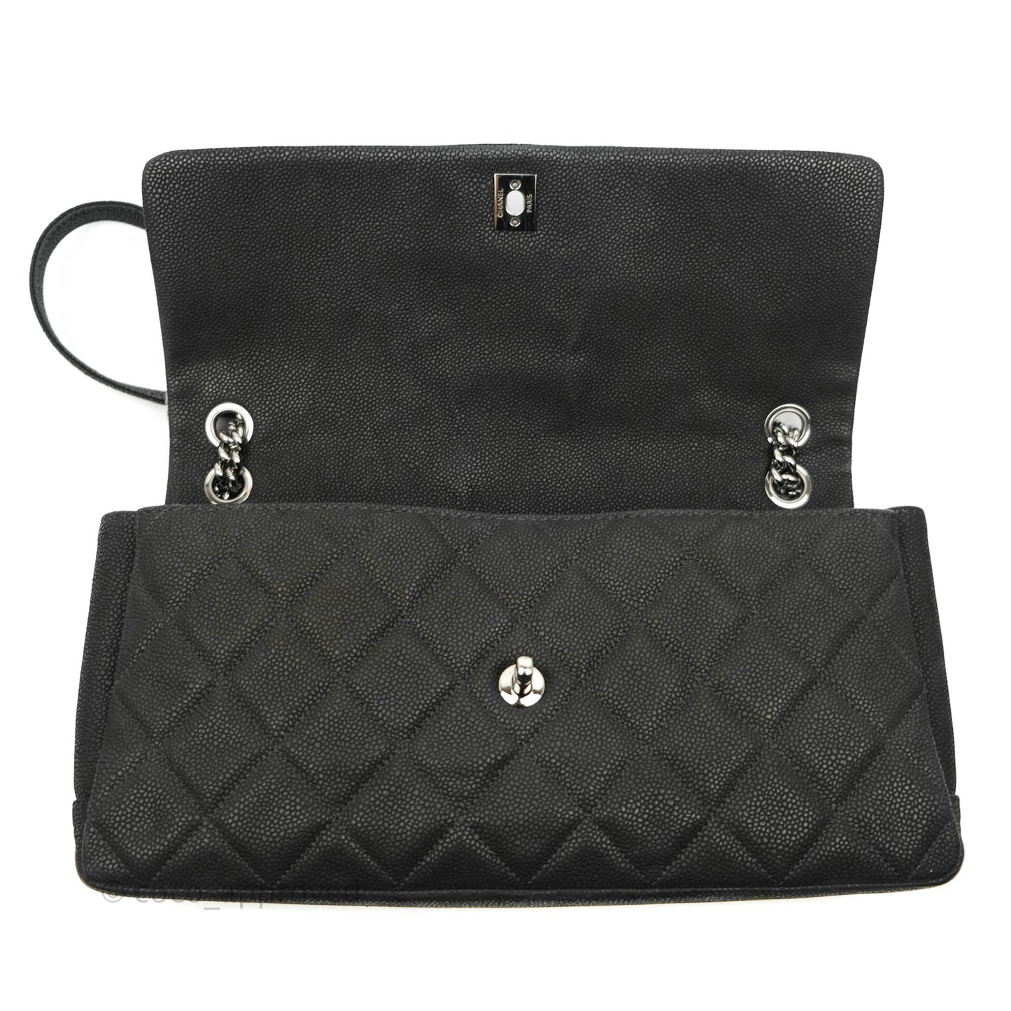 Chanel Lady Pearly Flap Bag Black Caviar Silver Hardware