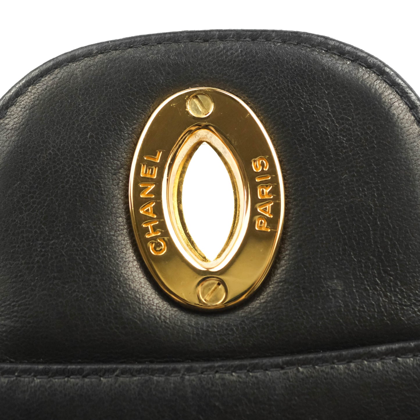 Chanel Vintage Jumbo Single Flap Black Lambskin 24K Gold Hardware