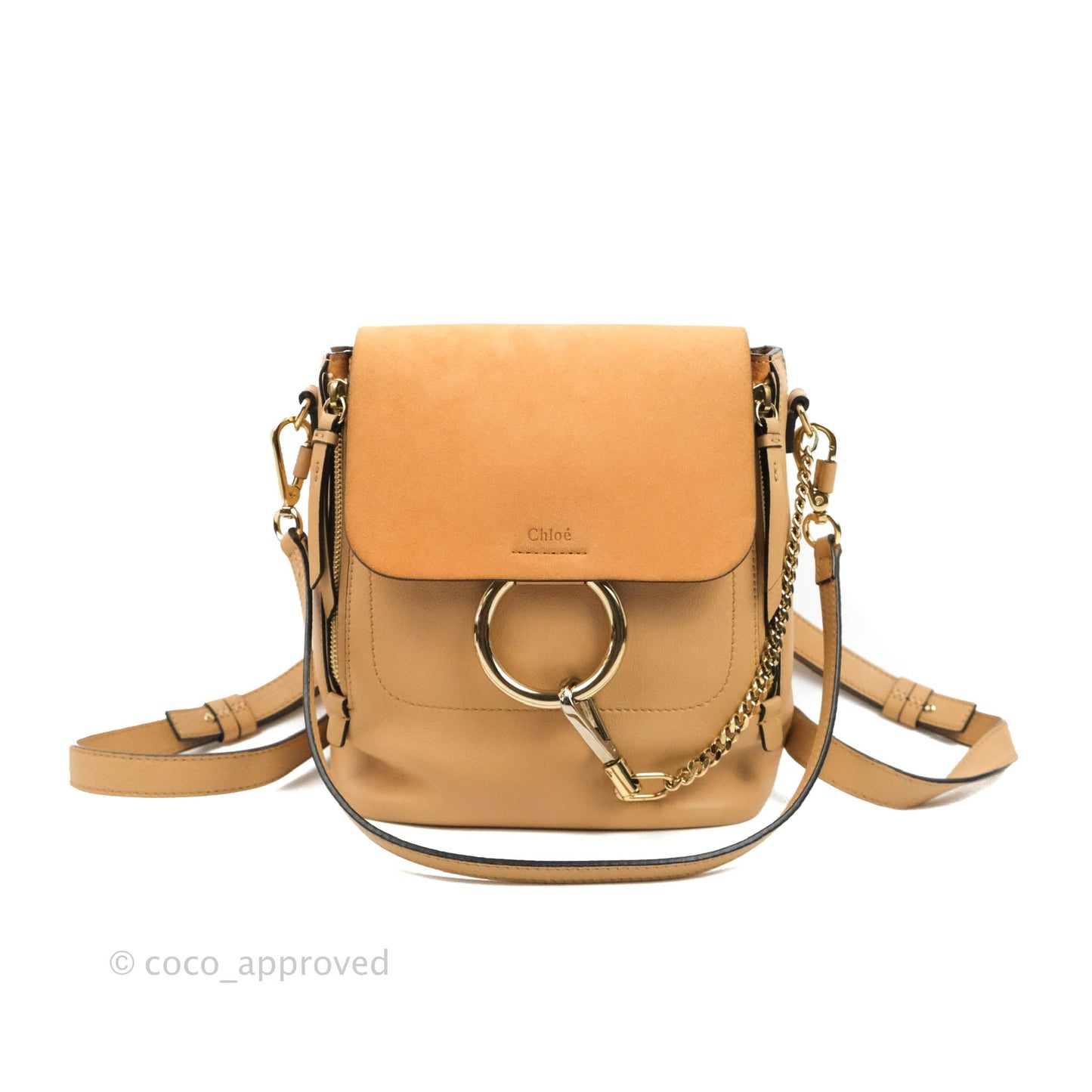Chloe Small Faye Backpack Suede Calfskin Gold Hardware Blush Nude