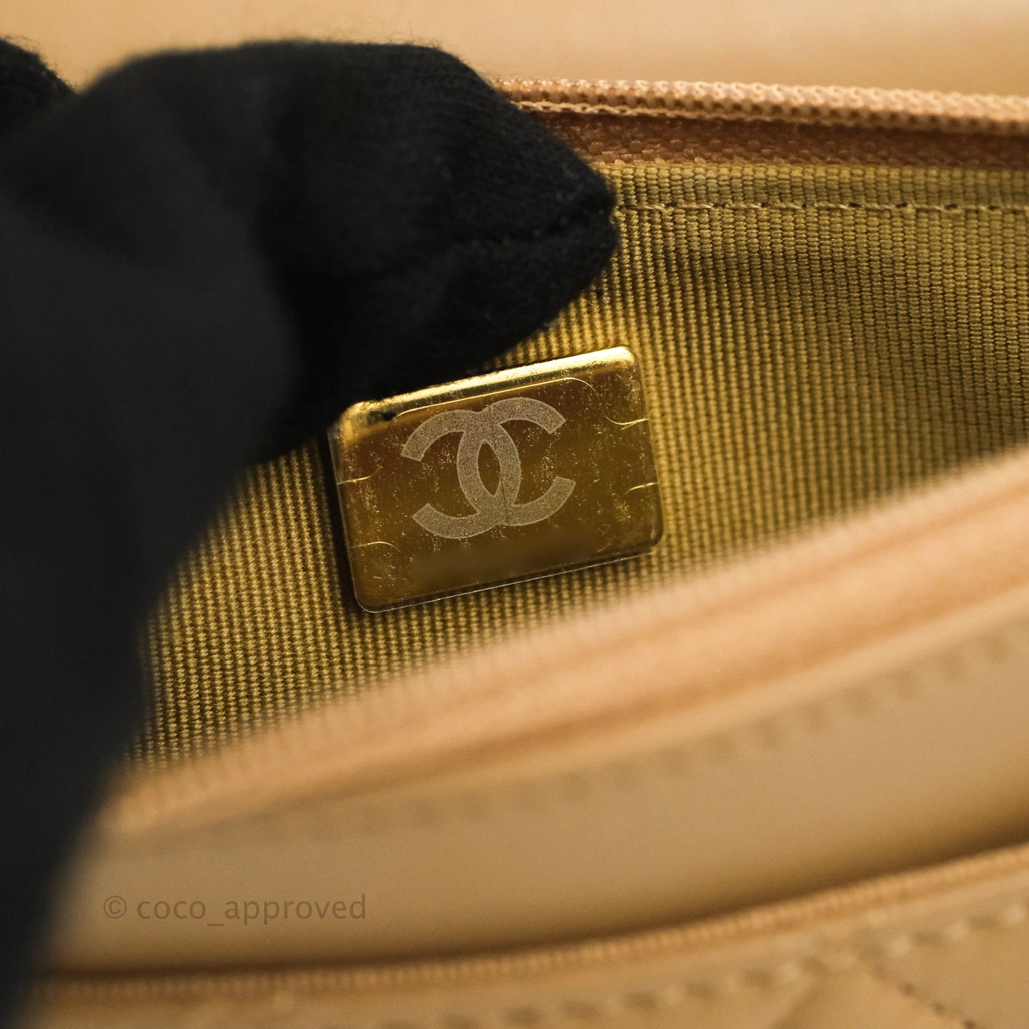 Chanel Quilted Pearl Crush Wallet on Chain WOC Beige Lambskin Aged Gold Hardware