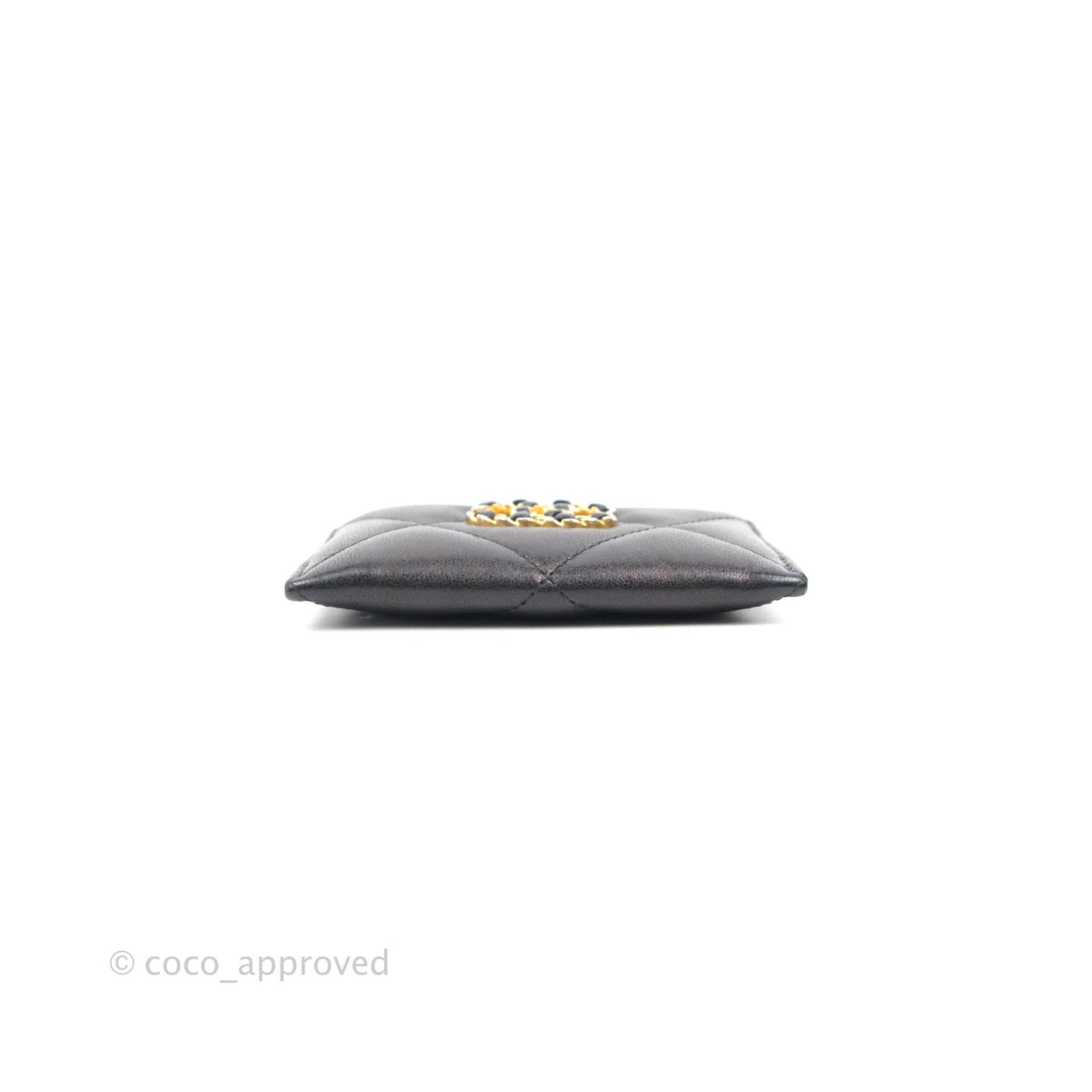 Chanel 19 Quilted Iridescent Black Flat Card Holder