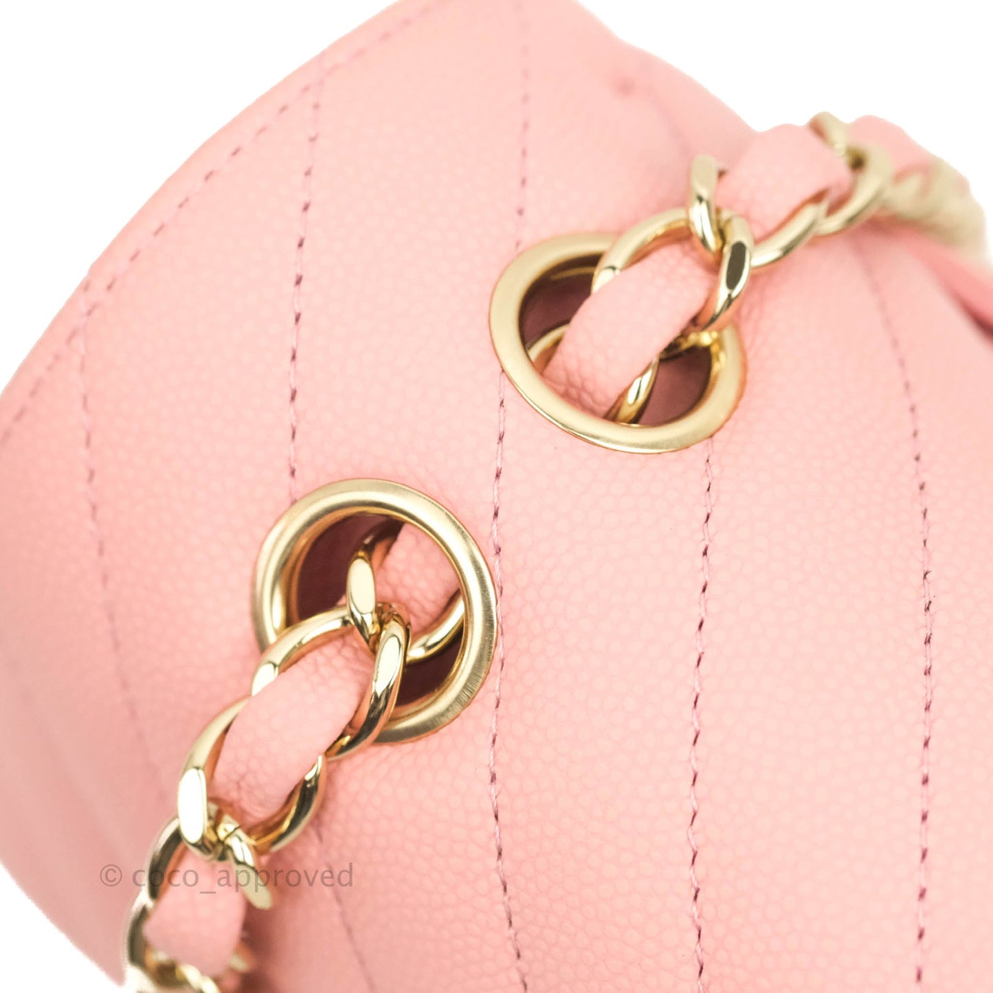 Chanel Classic Chevron S/M Small Double Flap Pink Caviar Gold Hardware