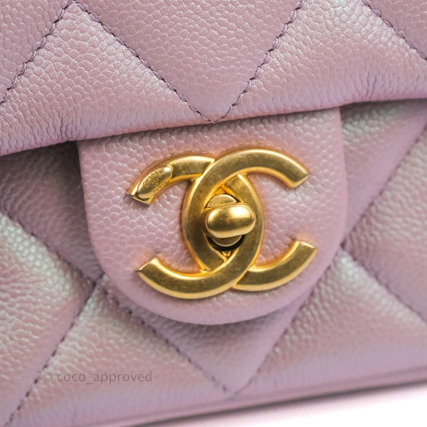 Chanel Quilted My Perfect Mini Iridescent Lilac Caviar Aged Gold Hardware 21K