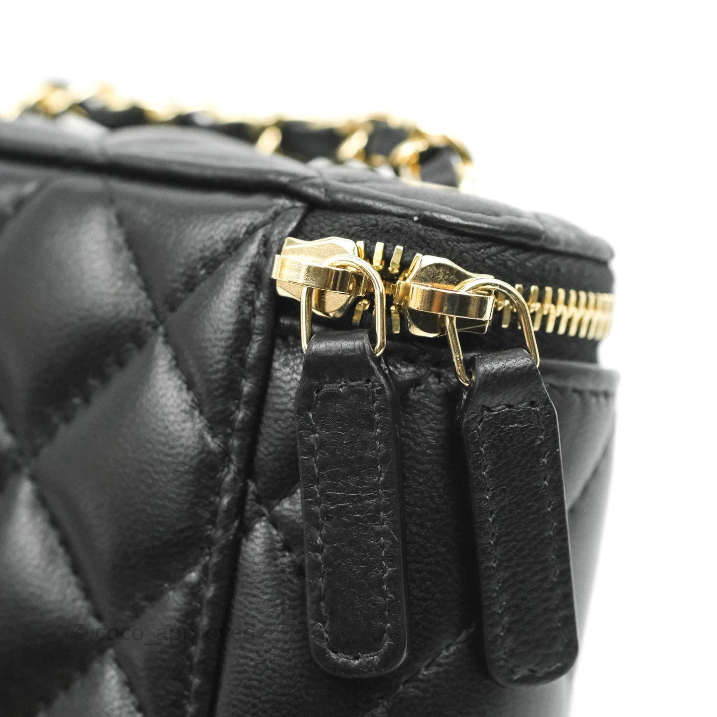 Chanel Classic Mini Vanity With Chain Black Lambskin Gold Hardware