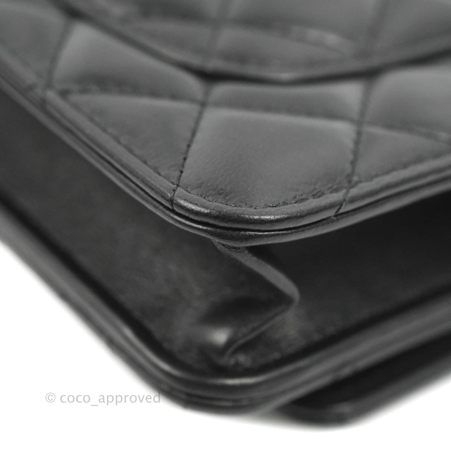 Chanel Quilted Wallet on Chain WOC Adjustable Chain Black Lambskin Aged Gold Hardware 22K