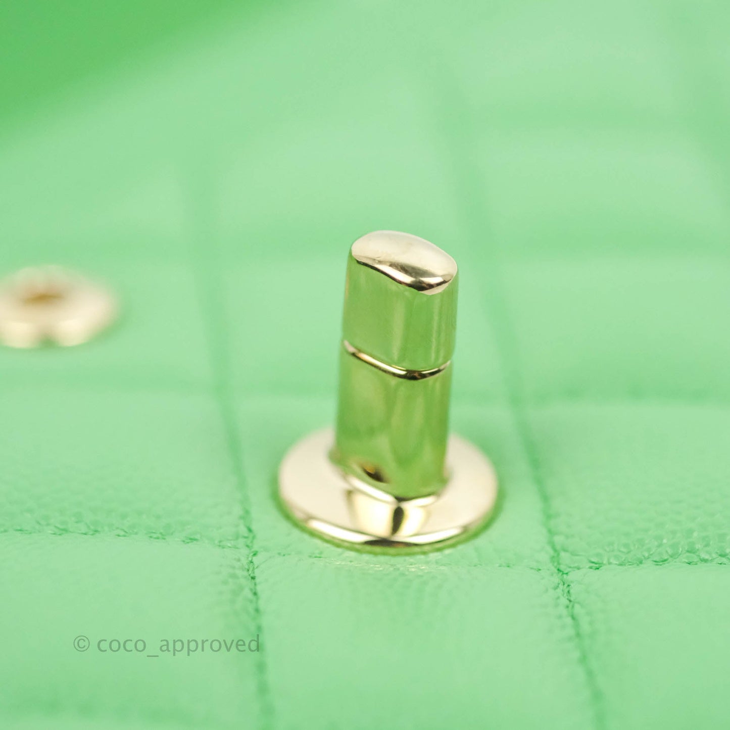 Chanel Small Classic Quilted Flap Green Caviar Gold Hardware