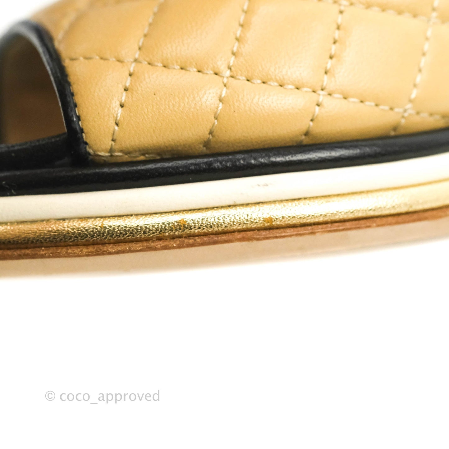 Chanel Beige Black Quilted Leather CC Block Heel Ankle Strap Sandal Size 38