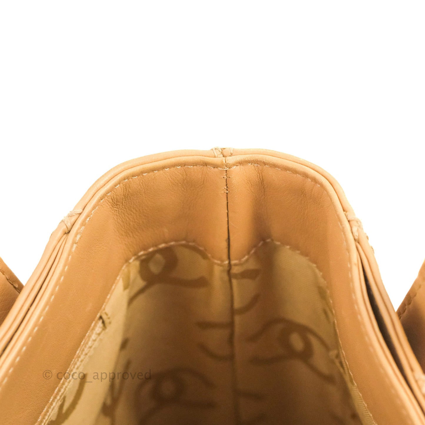 Chanel Vintage Quilted CC Tote Bag Beige Calfskin Gold Hardware