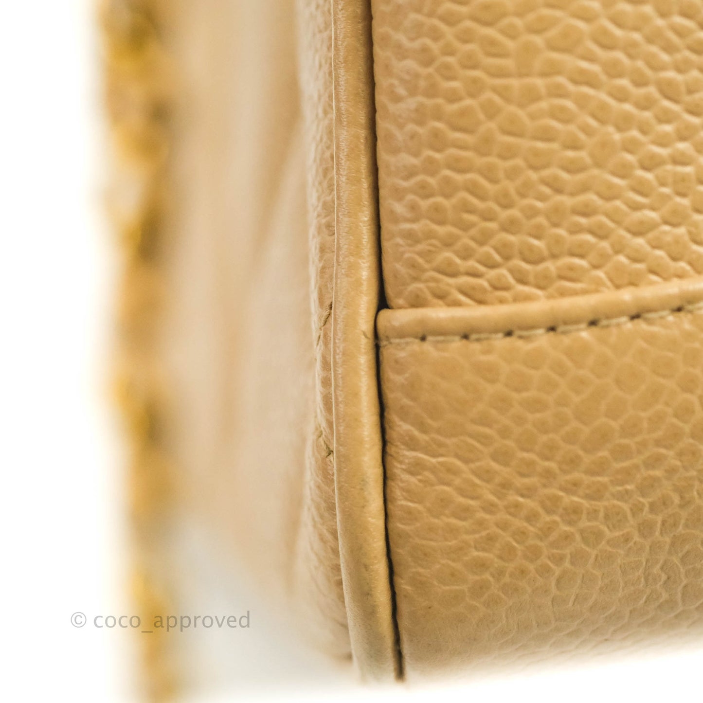 Chanel Vintage CC Quilted Tote Dark Beige Caviar 24K Gold Hardware