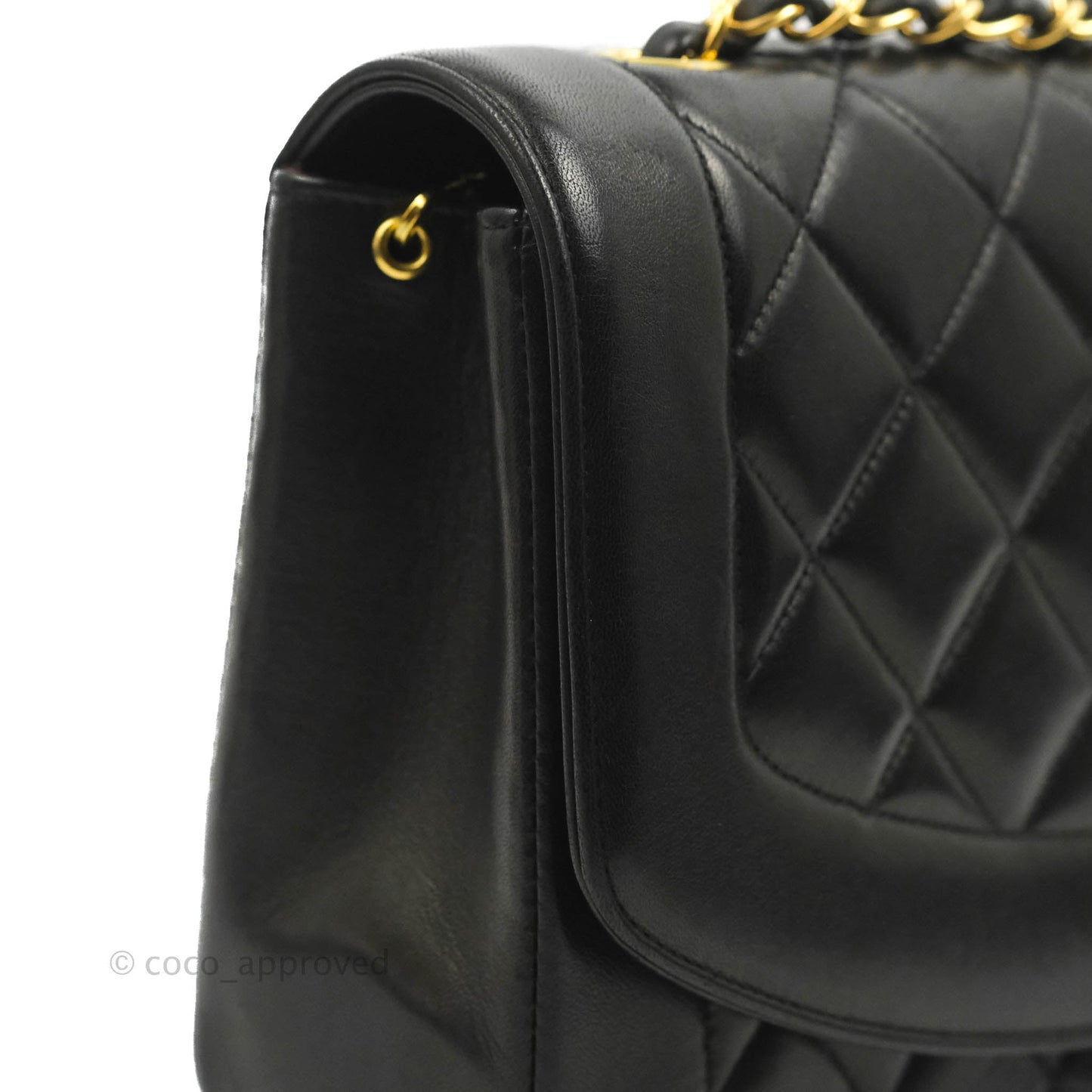 Chanel Vintage Quilted Medium Classic Diana Flap Bag Black Lambskin 24K Gold Hardware