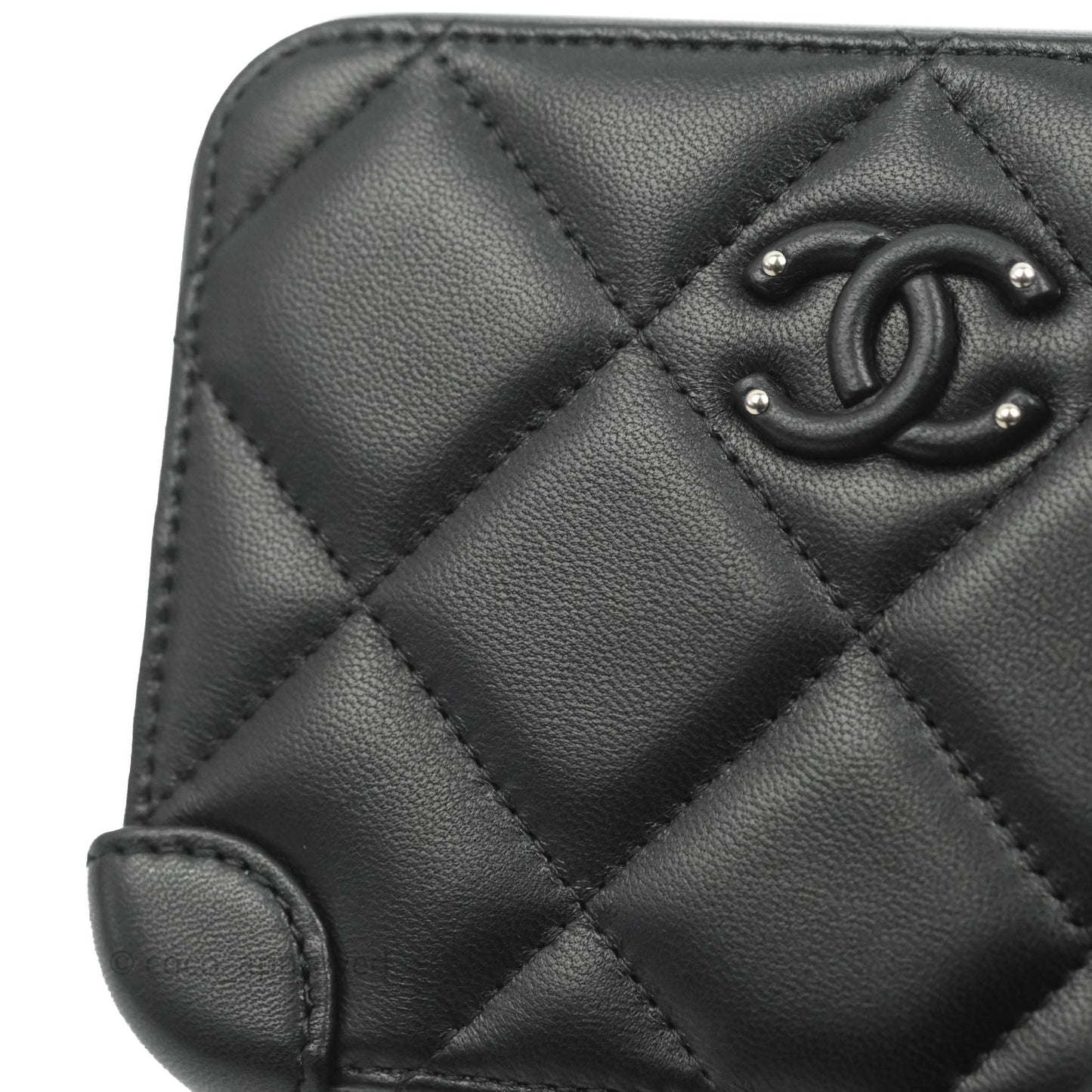 Chanel Mini Quilted Camera Case Black Lambskin Silver Hardware