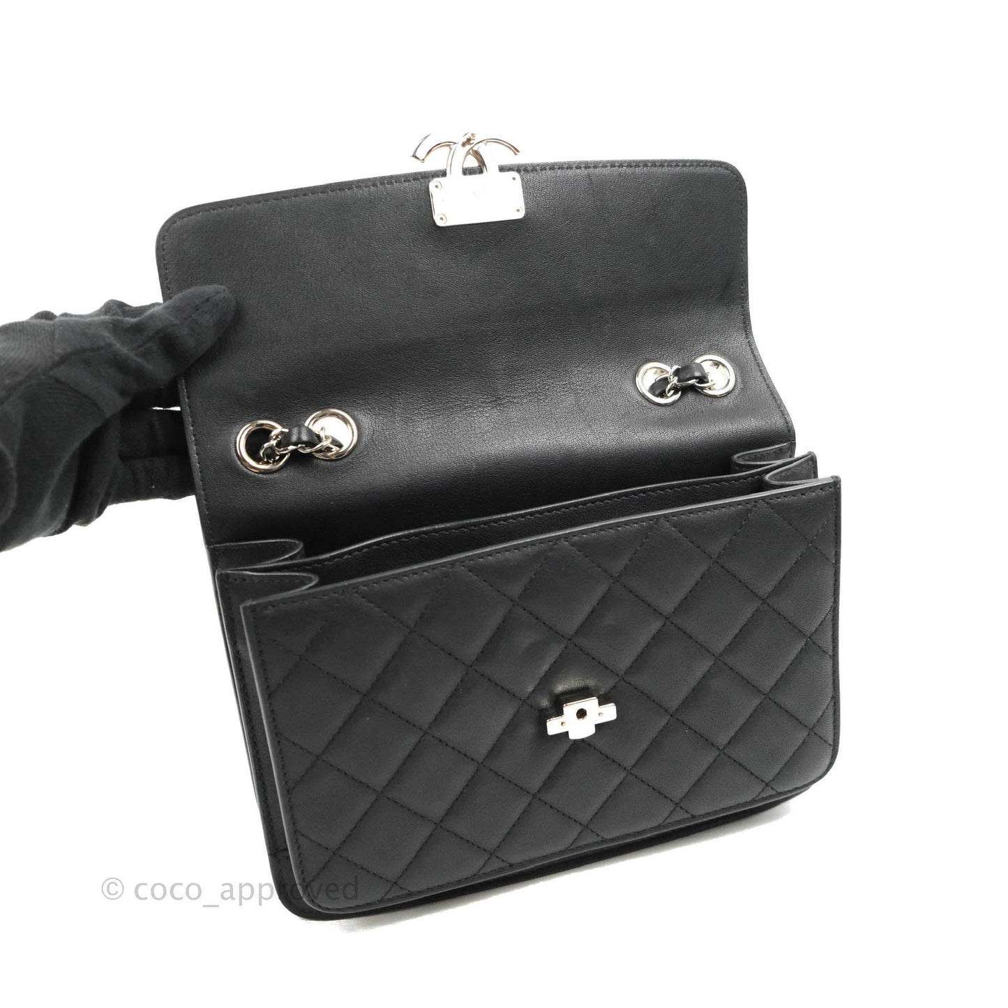 Chanel Quilted Mini Urban Companion Flap Black Calfskin Silver Hardware