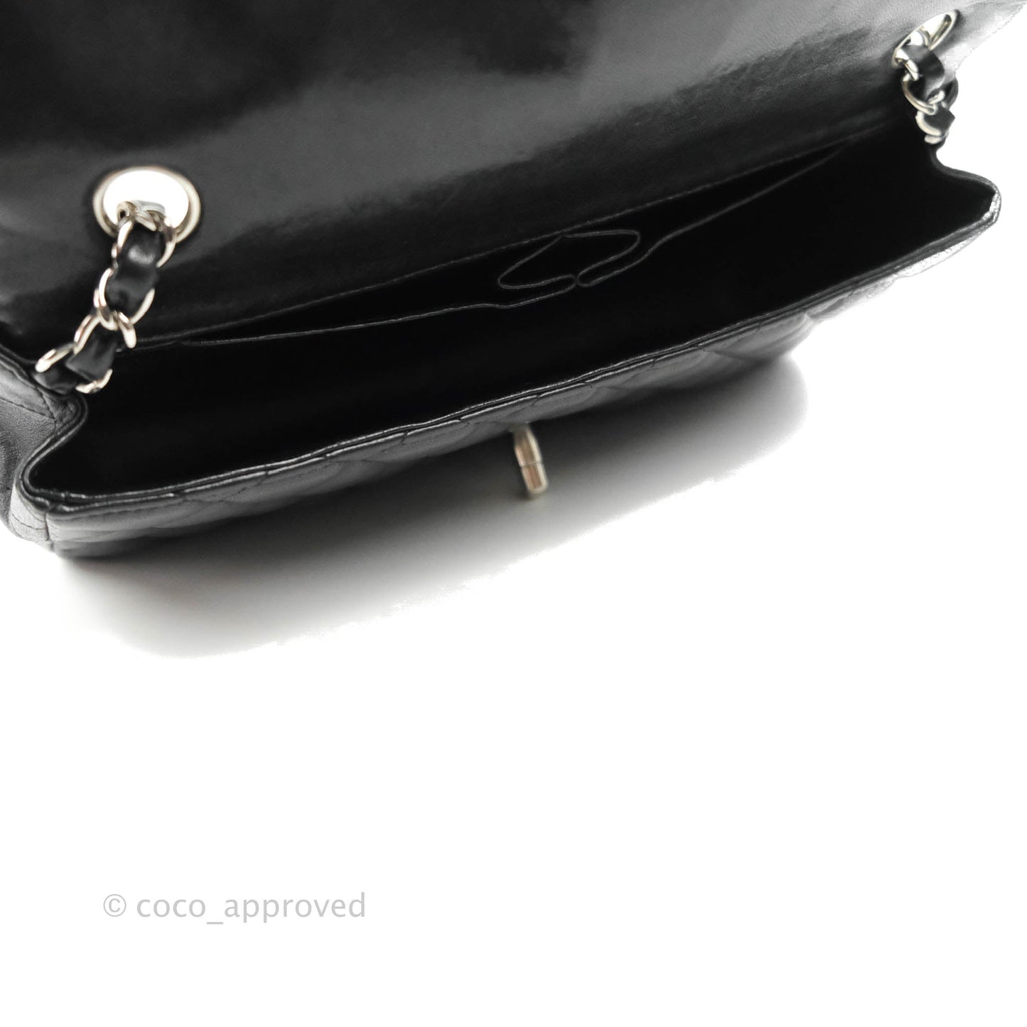 Chanel Quilted East West Flap Bag Black Lambskin Silver Hardware
