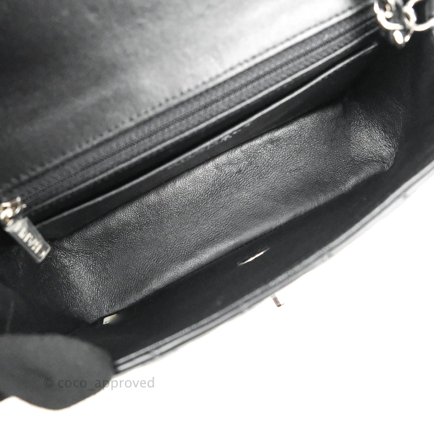 Chanel Quilted Mini Rectangular Flap Black Lambskin Silver Hardware