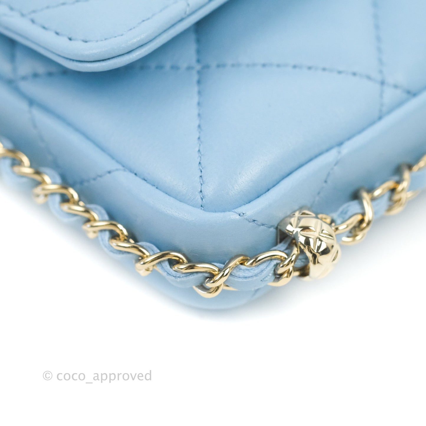 Chanel Mini Clutch With Chain Blue Lambskin Gold Hardware