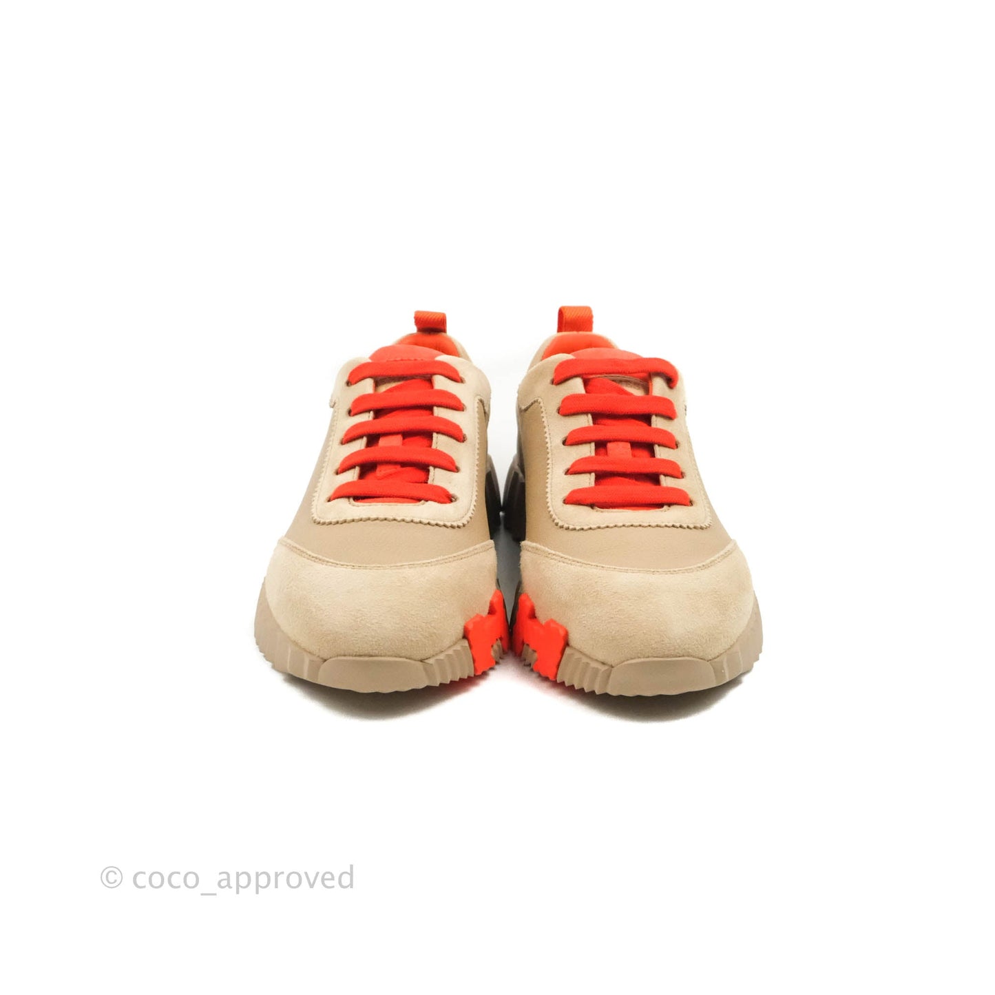 Hermès Bouncing Sneaker Beige Sarrasin / Orange Sanguine Goatskin Size 35.5