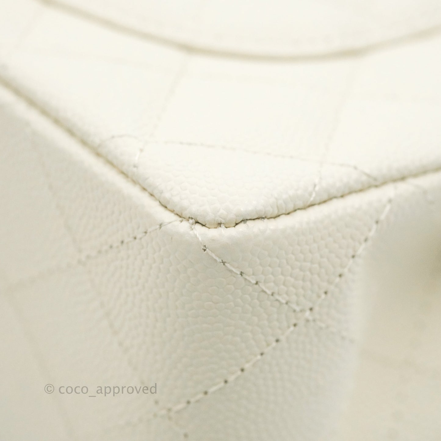 Chanel Classic Small S/M Quilted Flap White Caviar Gold Hardware 22C