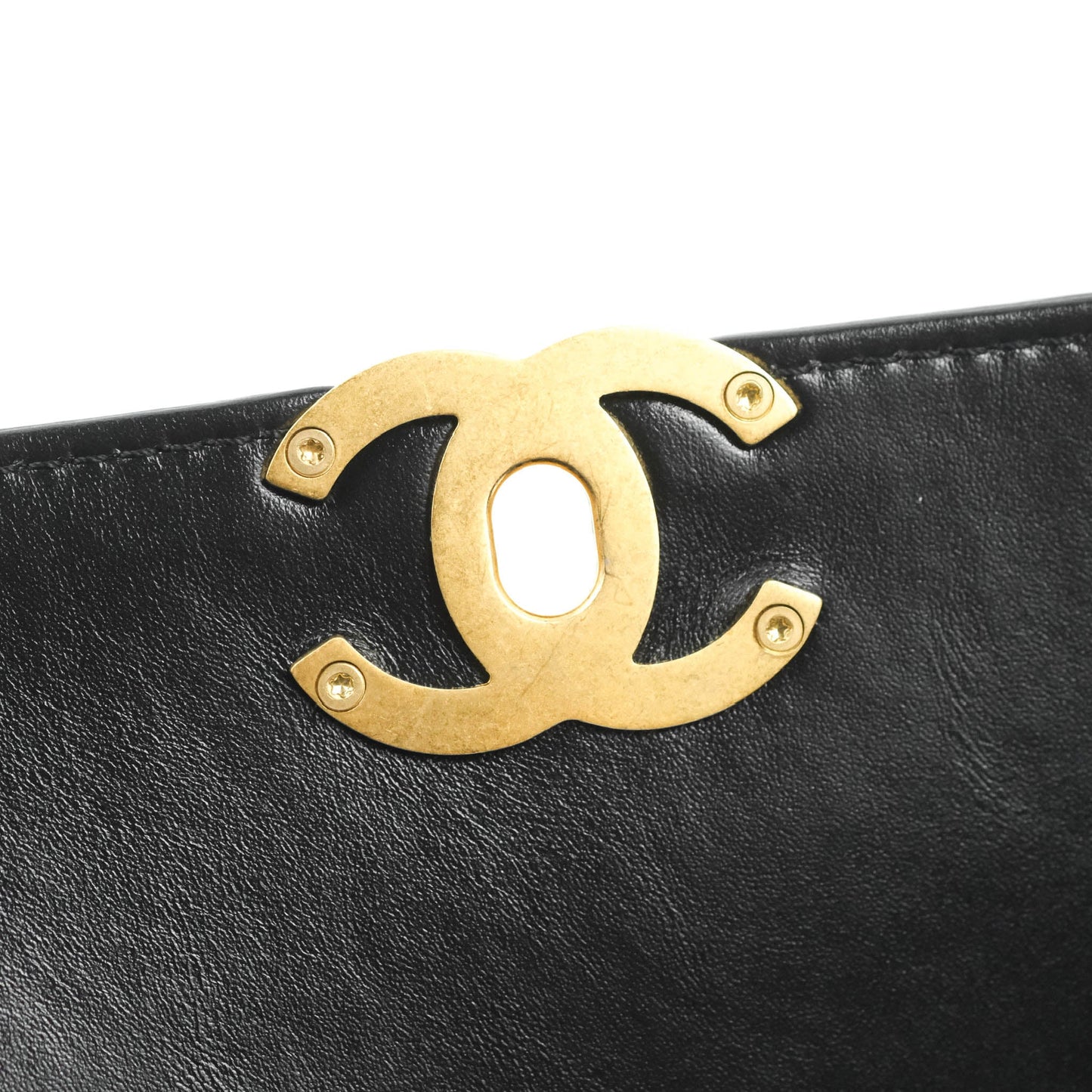 Chanel Mini Flap Bag Black Calfskin Aged Gold Hardware 21B