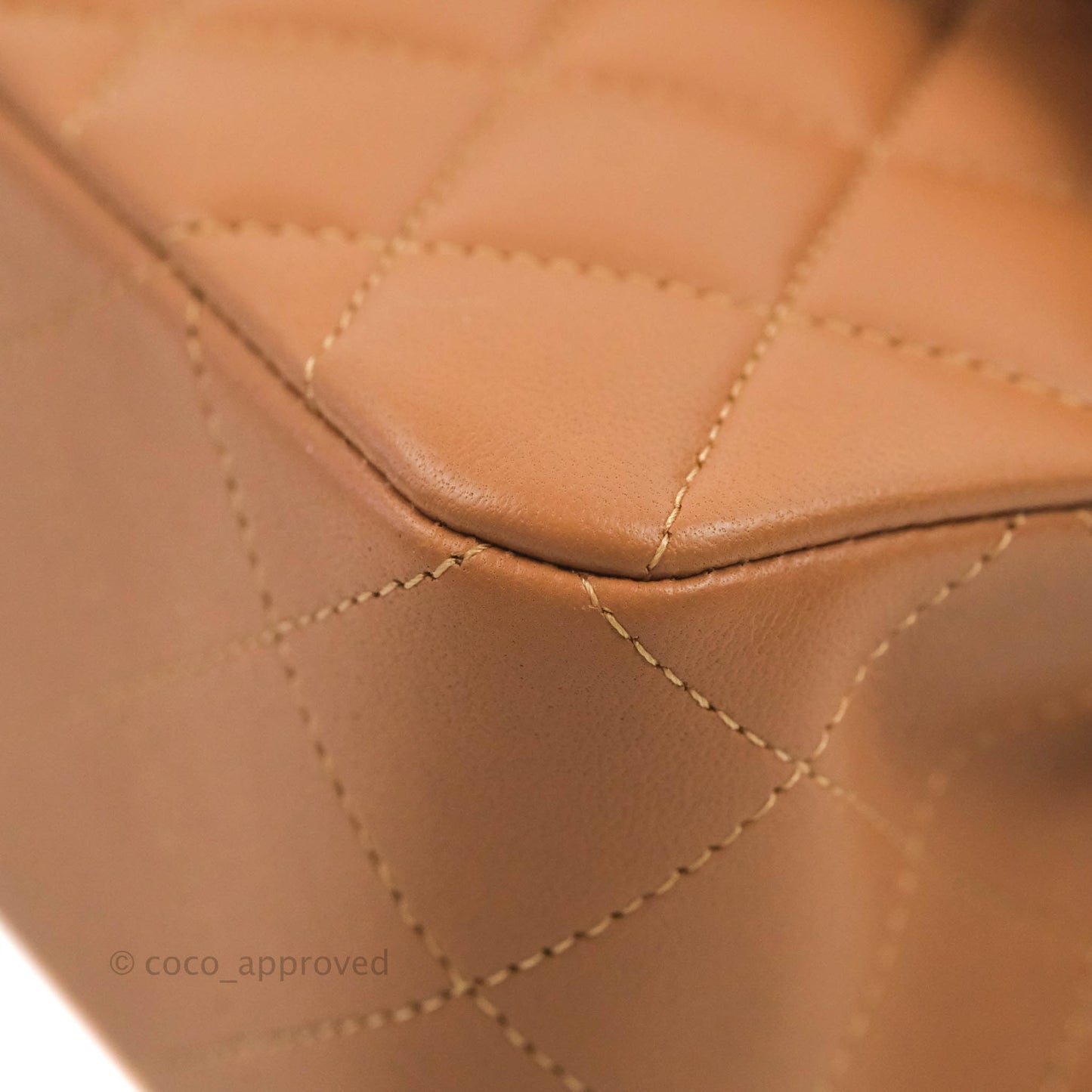 Chanel Small Classic Quilted Flap Dark Beige Caramel Lambskin Gold Hardware 22S